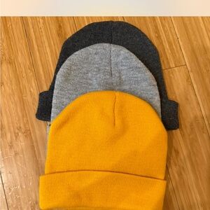 Beanie set - Mustard, Light Gray, Charcoal